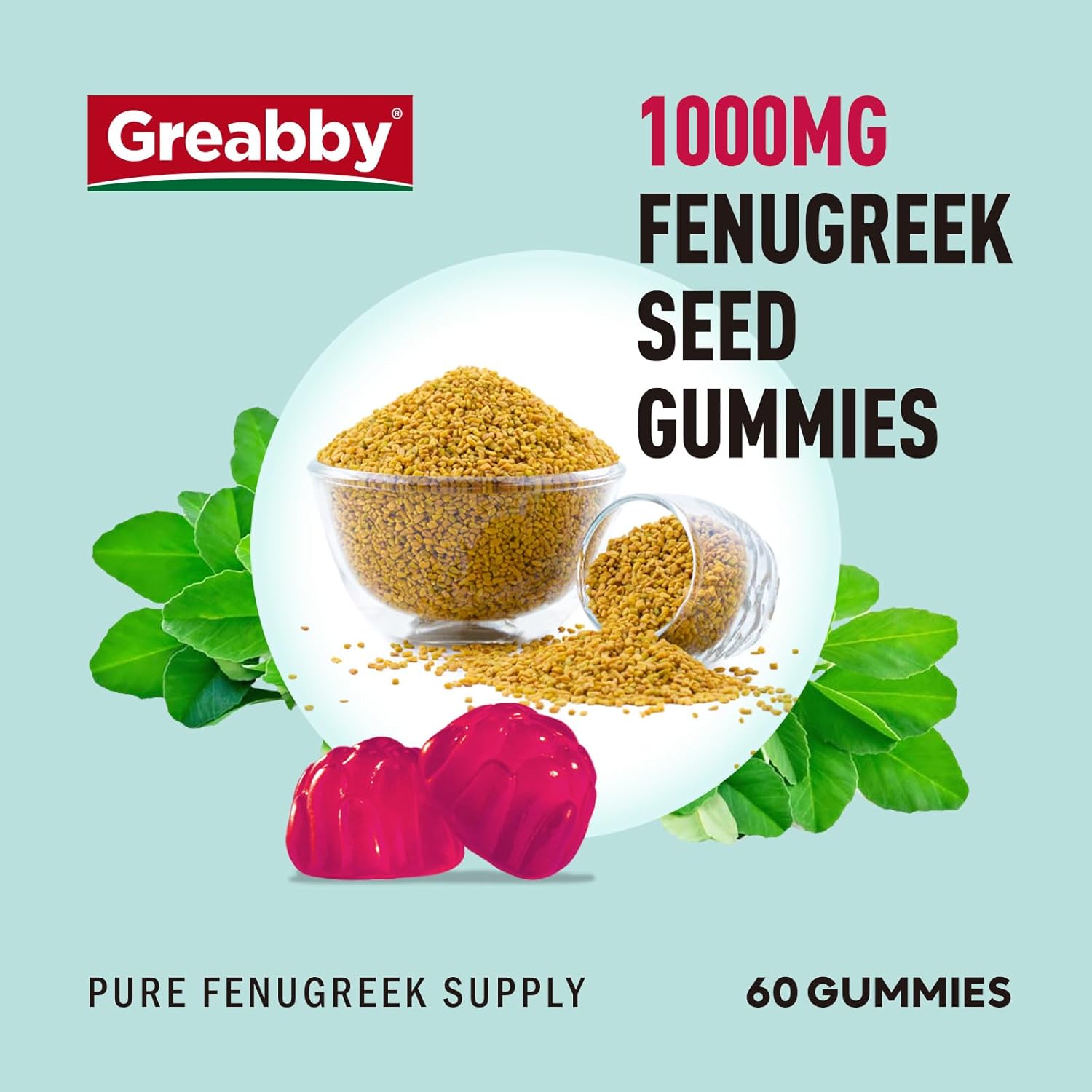 Organic Fenugreek Gummies 1000mg for Healthy Lactation Support - Non-GMO Supplement (60 Vegan Gummies)