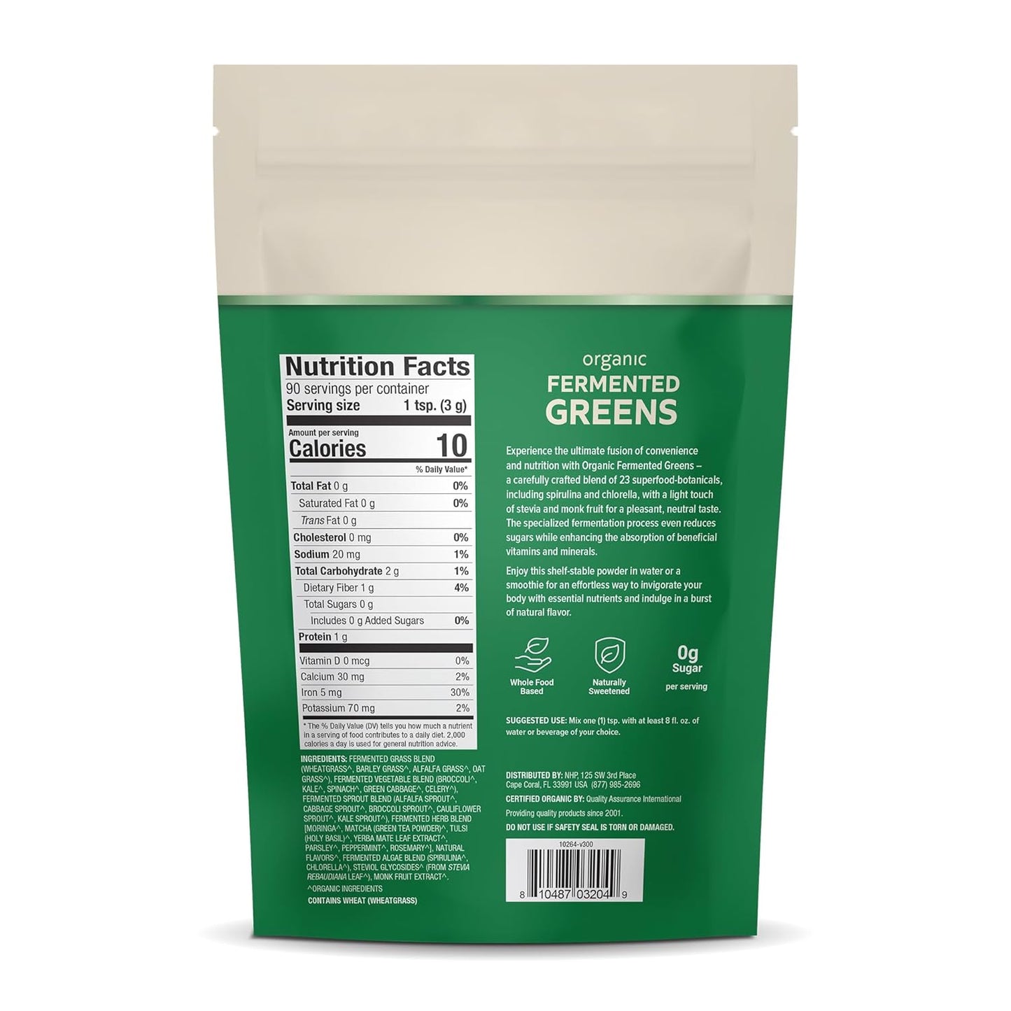 Organic Fermented Greens by Dr. Mercola - 9.5 oz (270g), 90 Servings - Certified Organic, Non-GMO, Soy-Free & USDA Organic