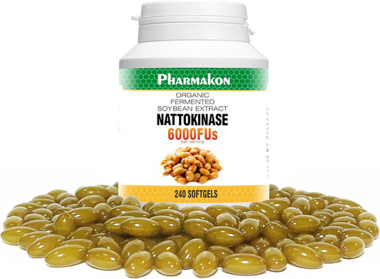 Organic Fermented Soybean Nattokinase Soft Capsules with 6000 FUs - Bioavailable Supplement