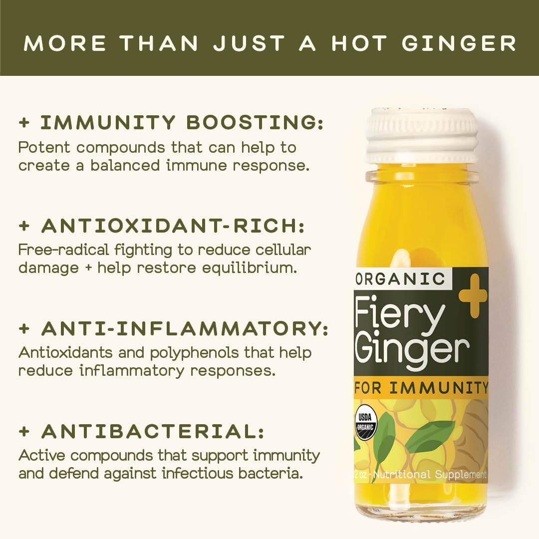 Organic Fiery Ginger Wellness Shots with Turmeric & Vitamin C - Pack of 12