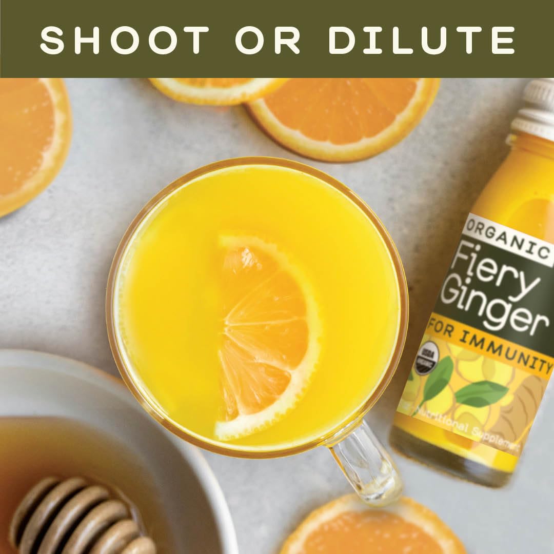 Organic Fiery Ginger Wellness Shots with Turmeric & Vitamin C - Pack of 12