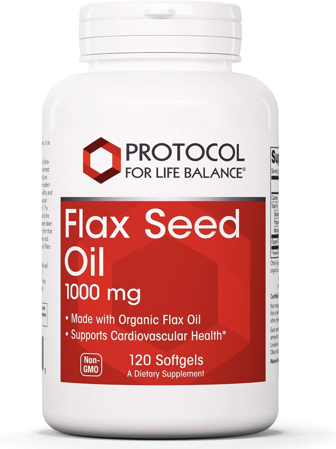 Organic Flax Seed Oil 1000mg - 120 Gels by PROTOCOL FOR LIFE BALANCE