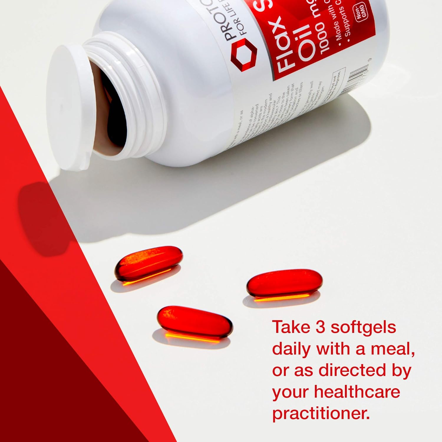 Organic Flax Seed Oil 1000mg - 120 Gels by PROTOCOL FOR LIFE BALANCE