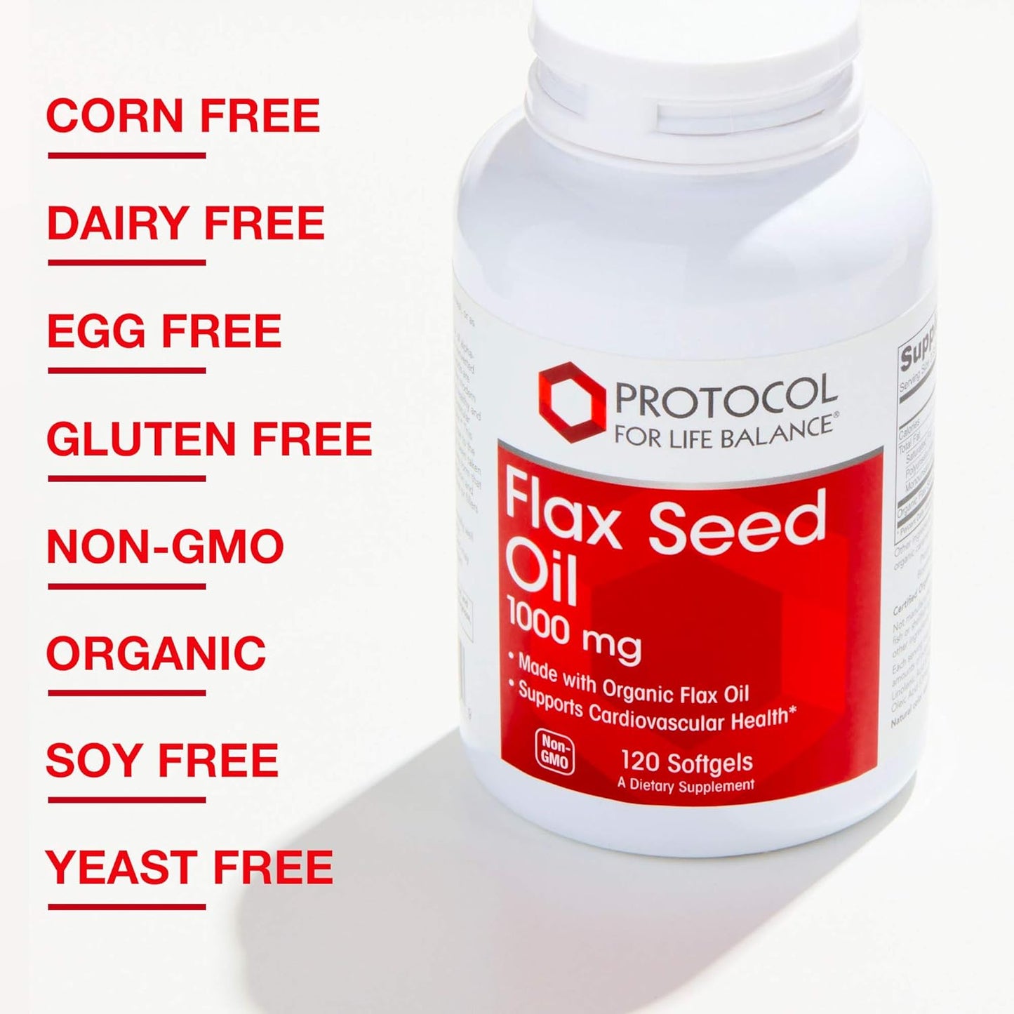 Organic Flax Seed Oil 1000mg - 120 Gels by PROTOCOL FOR LIFE BALANCE