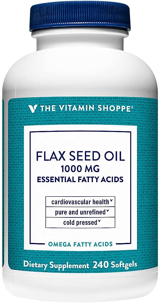 Organic Flax Seed Oil 1000MG Softgels - Cold Pressed, Unrefined, Pesticide Free - Cardiovascular Health Support - 240 Count
