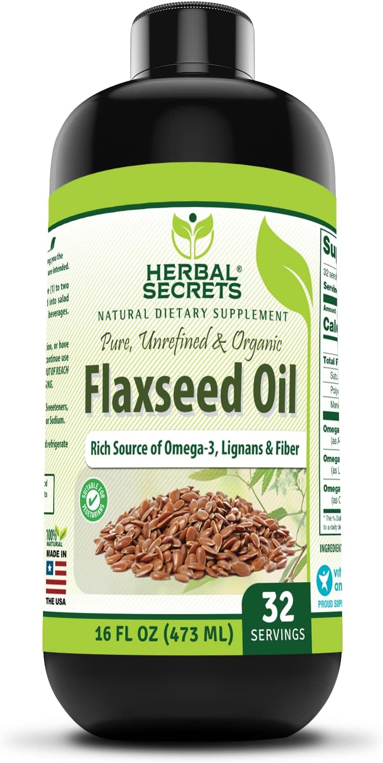 Organic Flaxseed Oil 16 Fl Oz - USDA Certified, Non-GMO, Supports Joint & Immune Health, Promotes Regularity