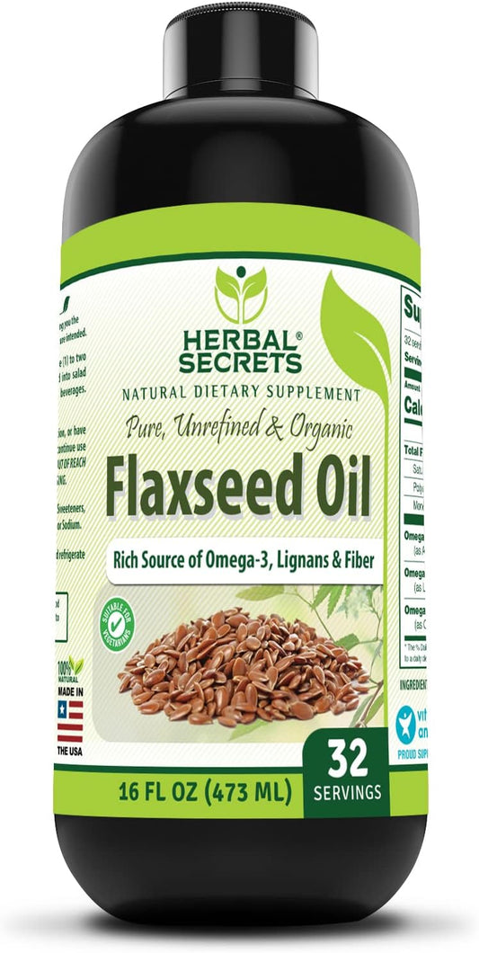 Organic Flaxseed Oil 16 Fl Oz - USDA Certified, Non-GMO, Supports Joint & Immune Health, Promotes Regularity