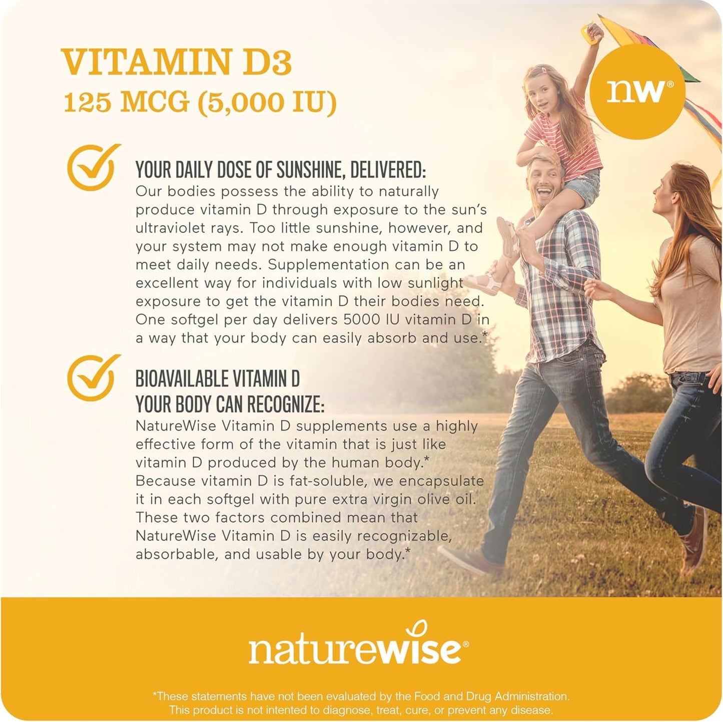 Organic Flaxseed Oil 720mg ALA | High Potency Omega 3 with NatureWise Vitamin D3 5000iu for Muscle Function & Immune Support