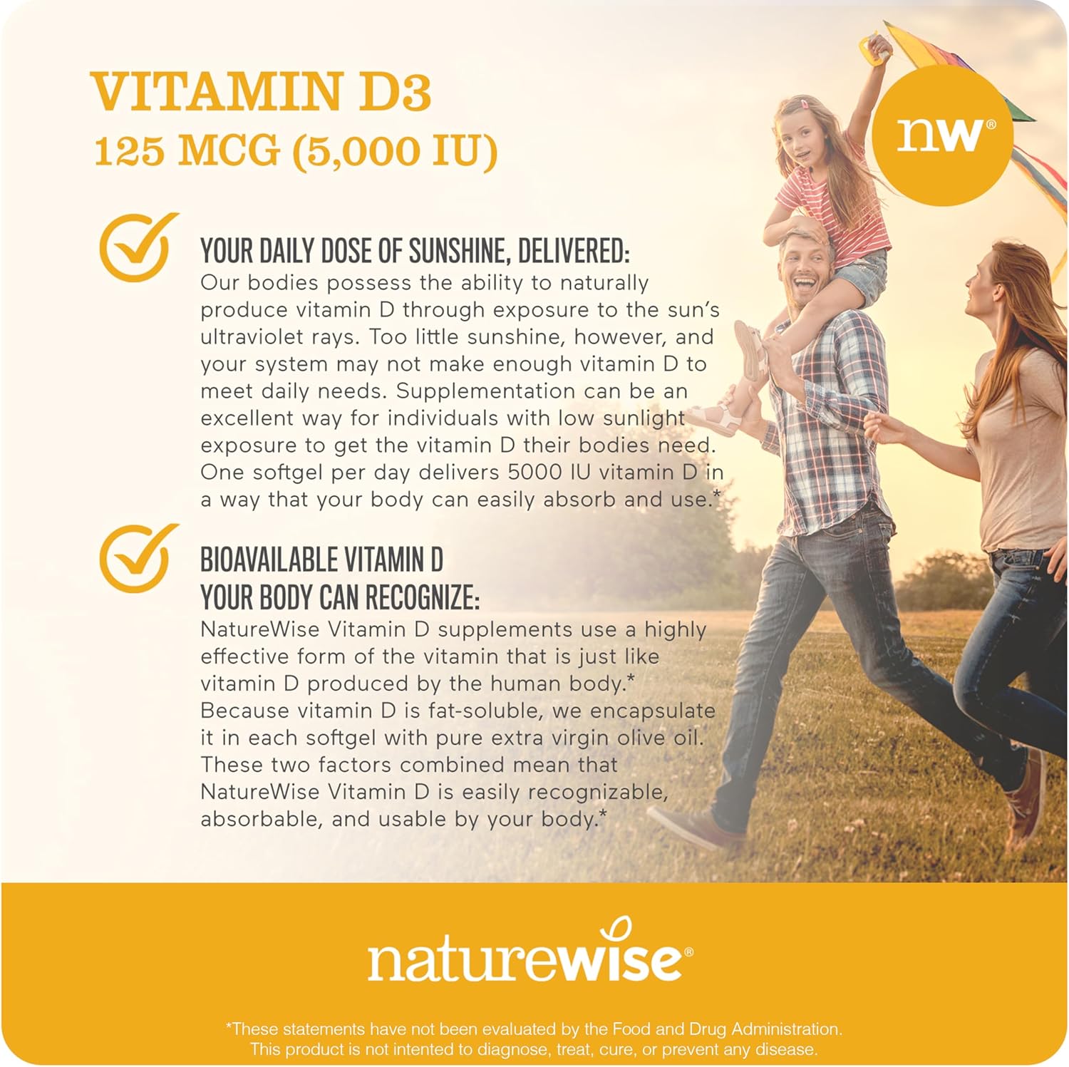 Organic Flaxseed Oil 720mg ALA | High Potency Omega 3 with NatureWise Vitamin D3 5000iu for Muscle Function & Immune Support