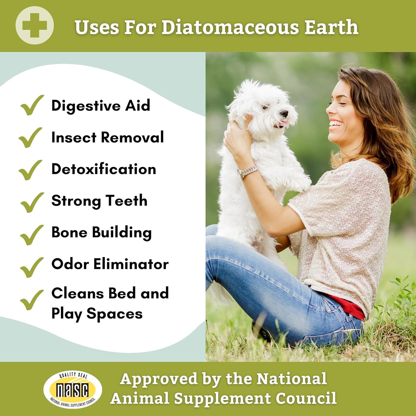 Organic Food Grade DE for Dogs - 13 Oz - Safe Non-Chemical Silica for Improved Pet Health