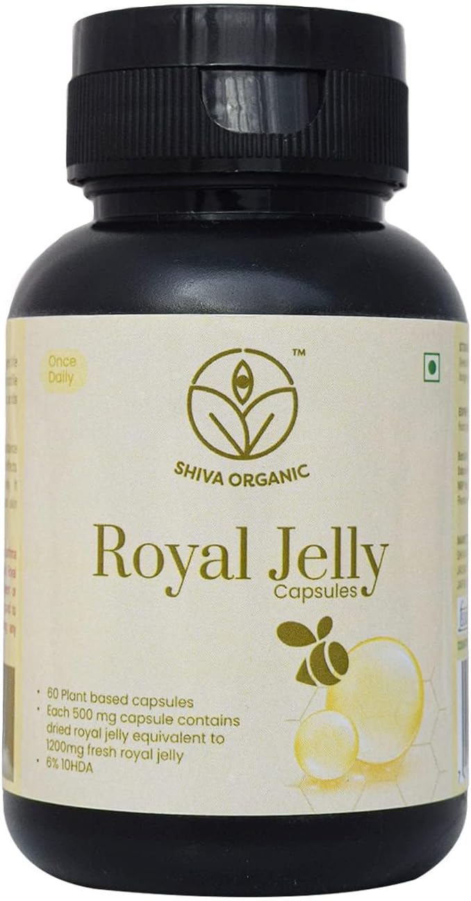 Organic Freeze Dried Royal Jelly Capsules - High 10 HDA Content - 60 Capsules (500mg)