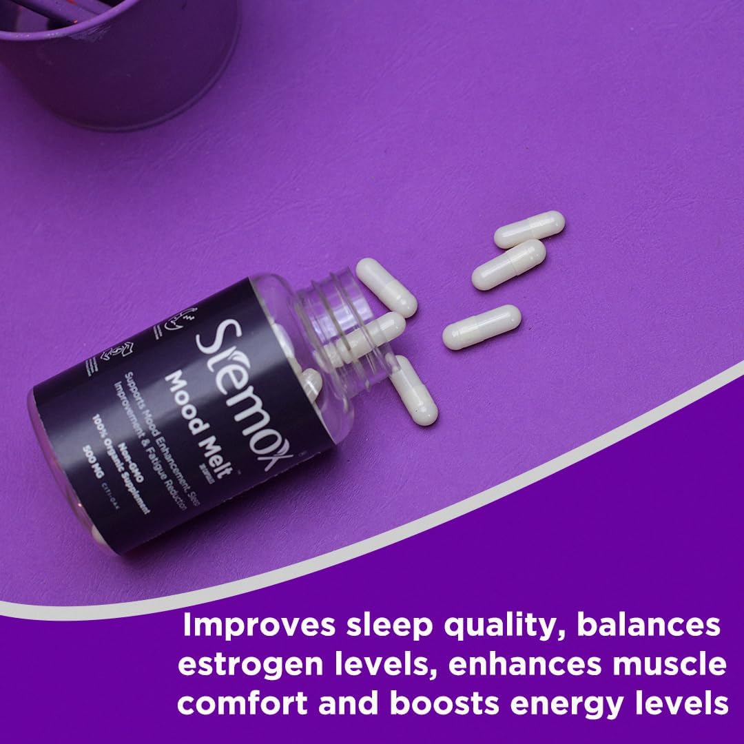Organic French Oak Stemox Mood Melt 500MG Capsules for Peaceful Sleep - Non-GMO, 60 Count