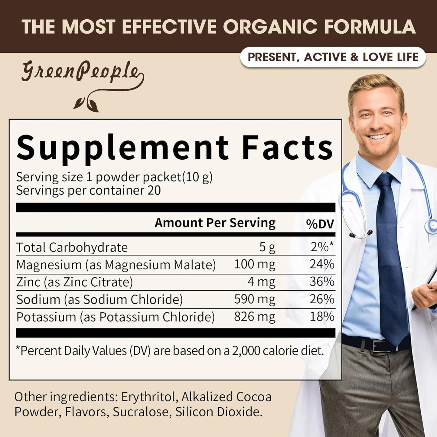 Organic Fruit Flavors & Cocoa Electrolyte Powder Packets for Hydration