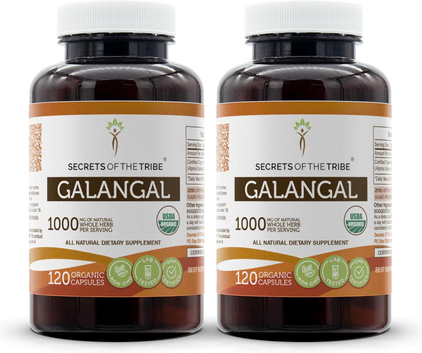 Organic Galangal Root Capsules - Secrets of the Tribe - 1000 mg (2x120 Capsules)