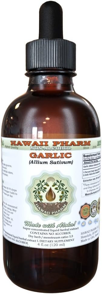 Organic Garlic Alcohol-Free Liquid Extract 2 oz - Natural Herbal Supplement by Hawaii Pharm