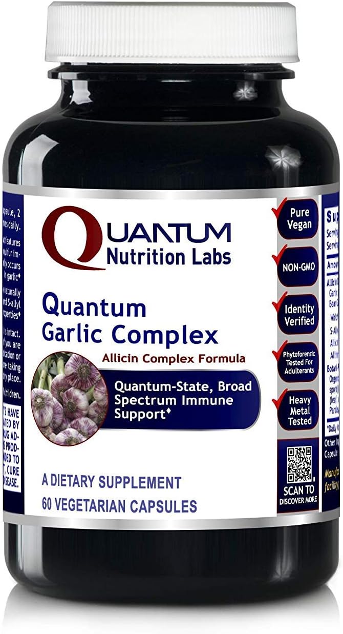 Organic Garlic Allicin Supplements for Immune Support - 60 Vegetarian Capsules by Quantum Nutrition Labs
