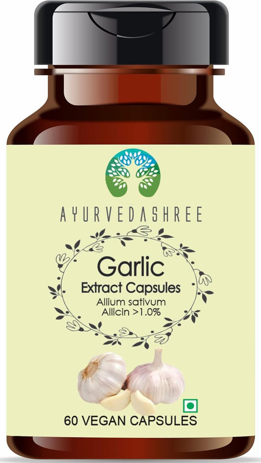 Organic Garlic Extract Capsules - 500mg - 60 Veg Caps - Allium Sativum - Natural, Vegan, Gluten-Free - GMP Certified