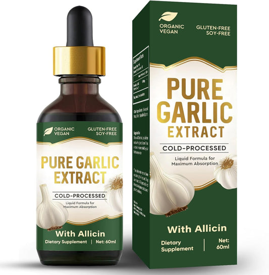 Organic Garlic Oil Supplement with Allicin for Immune Support - 2 fl oz Vegan Formula