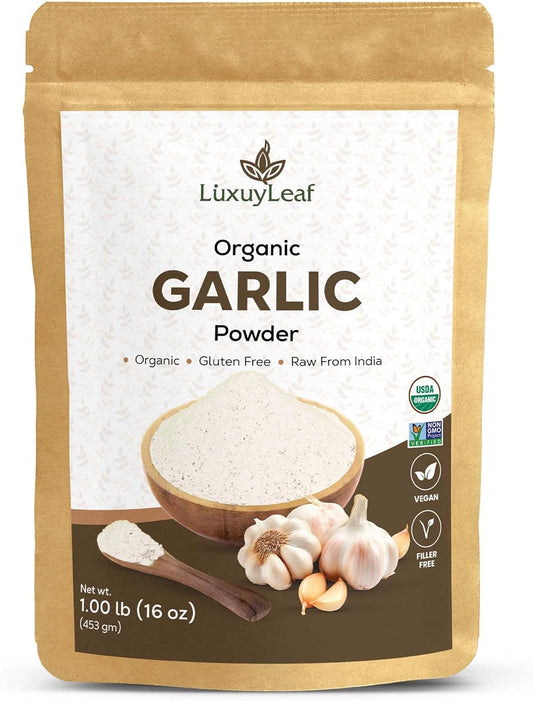 Organic Garlic Powder Supplement for Heart Health, Immunity Boost, Rich in Allicin & Antioxidants, 100% Pure & Natural, Non-GMO, Vegan-Friendly