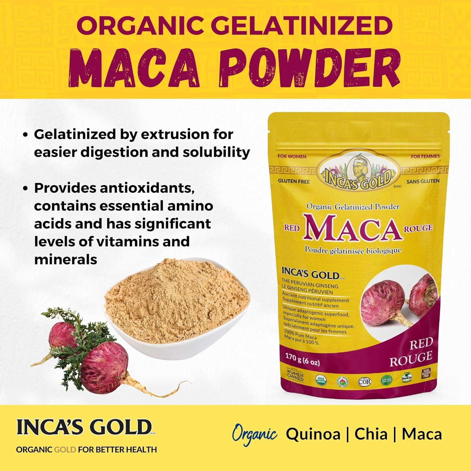 Organic Gelatinized Red Maca Powder Combo Pack - 24 oz (680g) - Inca's Gold