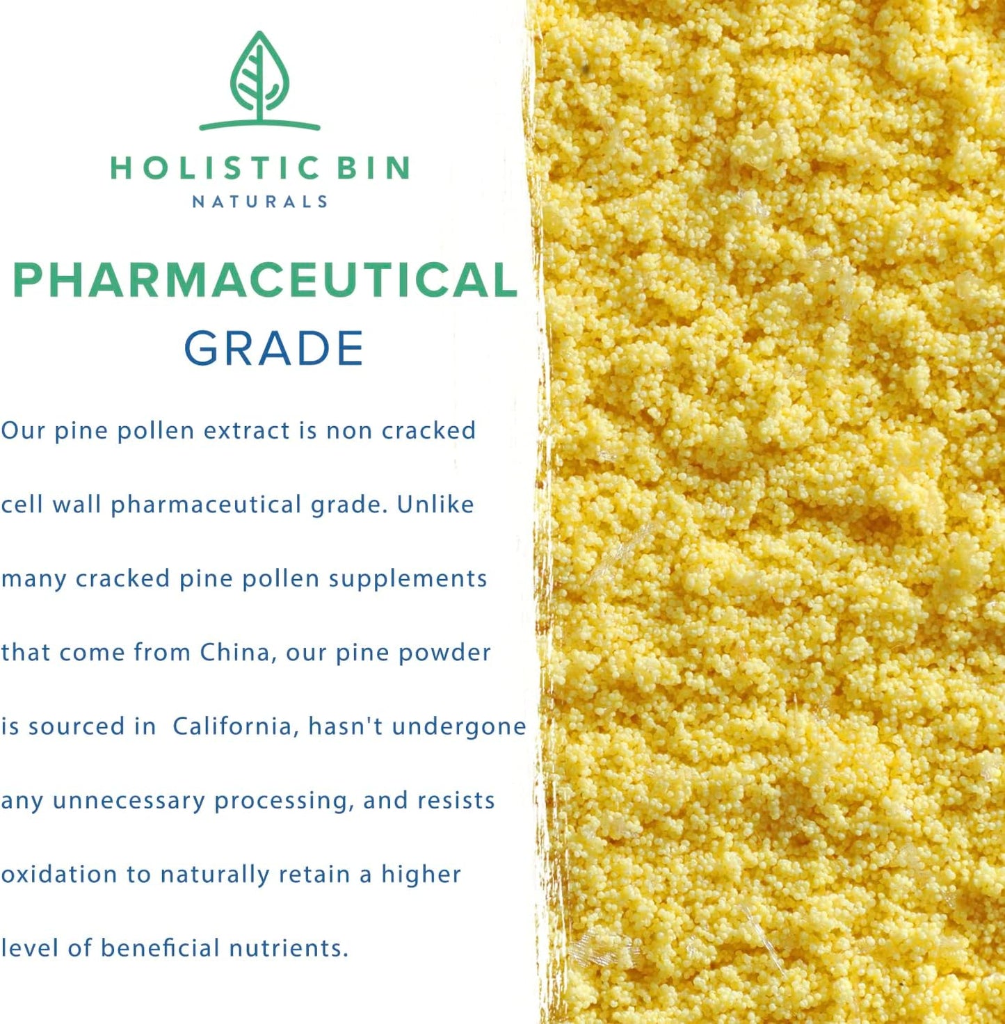 Organic Ghost Pine Pollen Powder - Pharmaceutical Grade, Wild Harvested California Pine Pollen Supplement - 20g