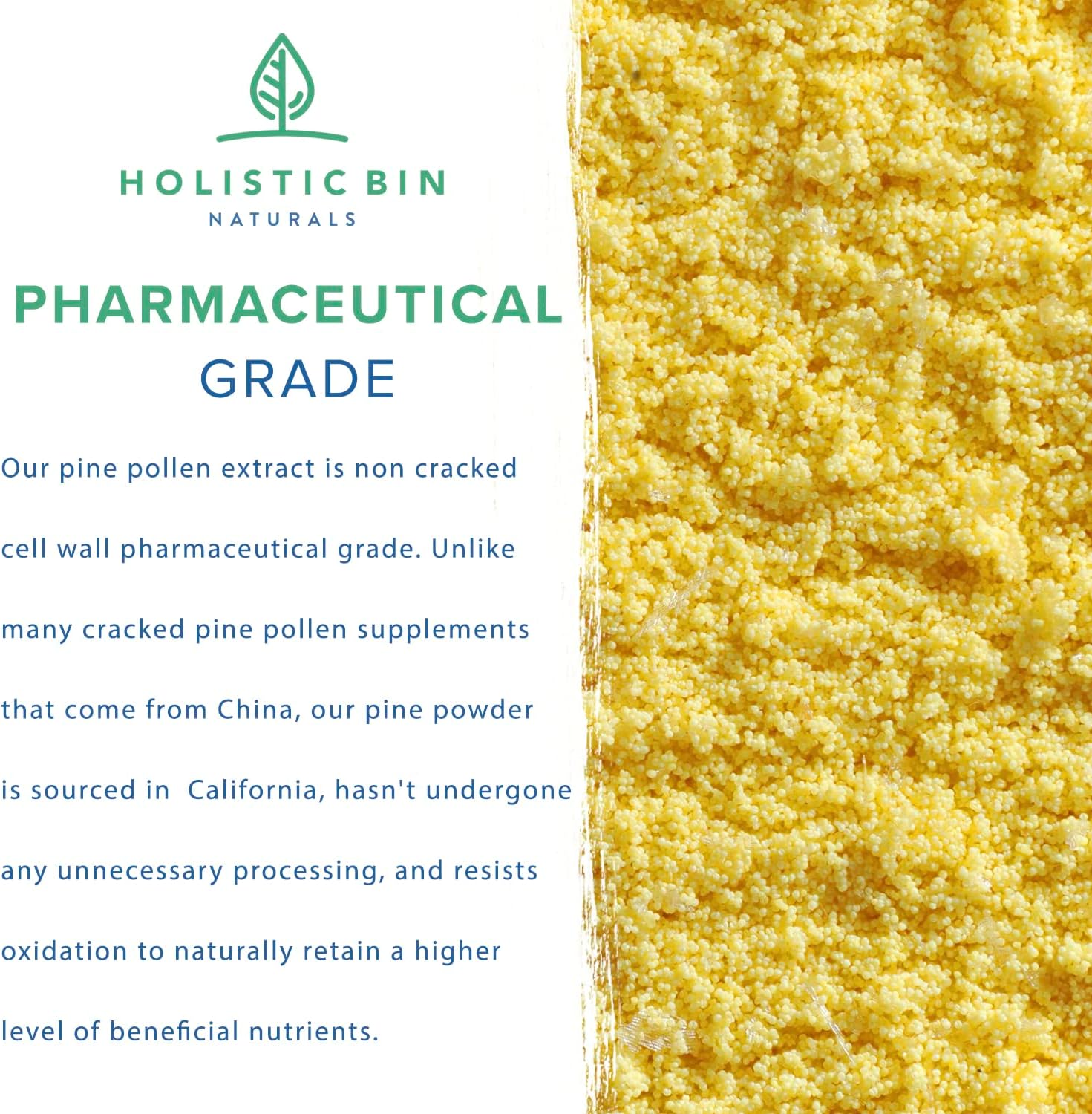 Organic Ghost Pine Pollen Powder - Pharmaceutical Grade, Wild Harvested California Pine Pollen Supplement - 20g