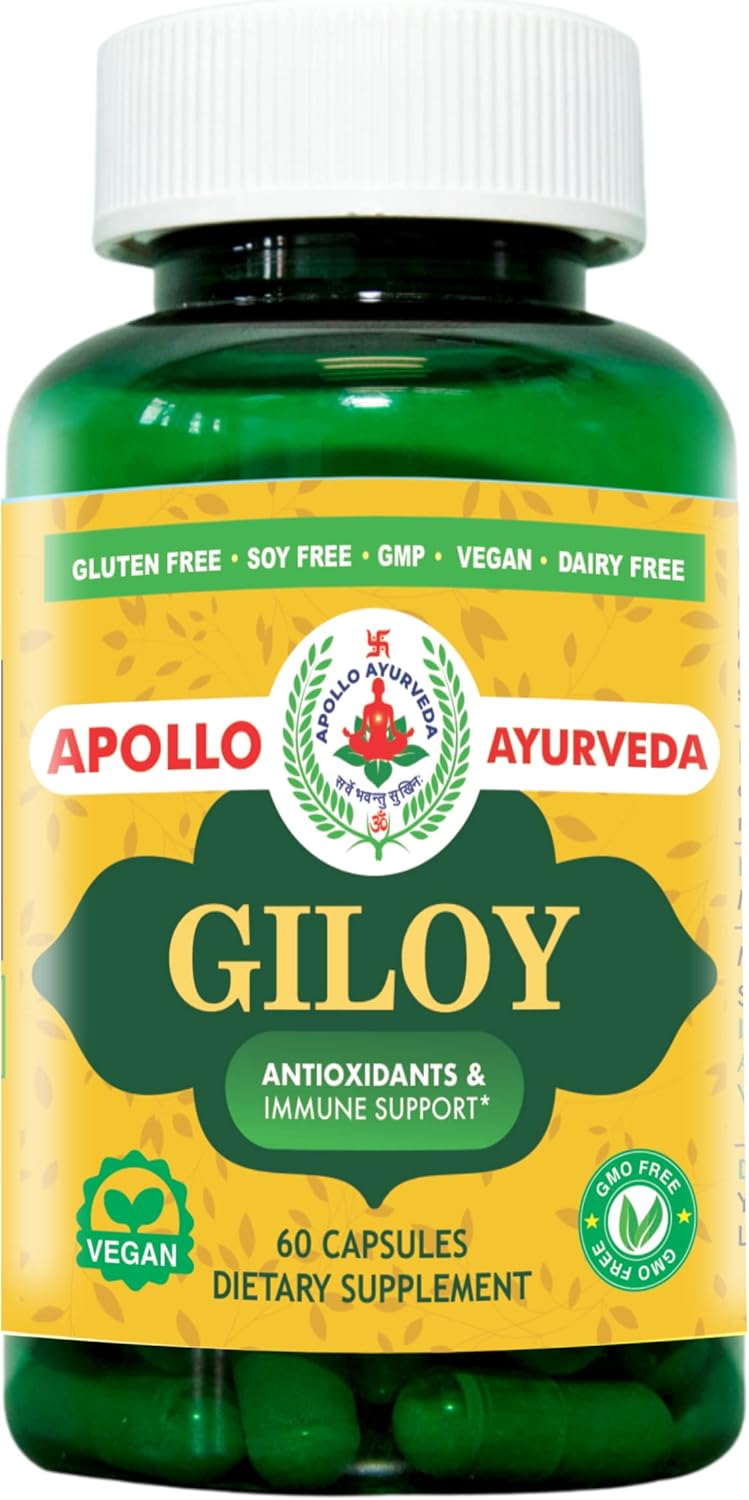 Organic Giloy (Guduchi) Powder Capsules for Immune Support & Energy - 60 Veg Capsules, Made in USA