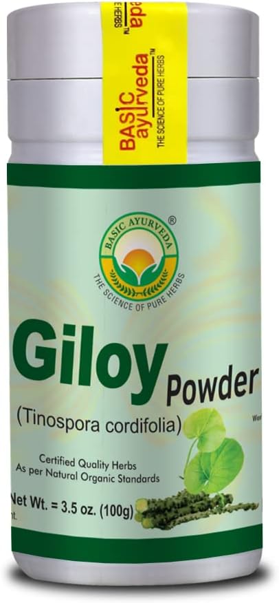 Organic Giloy Powder - 3.53 Oz (100g) | Natural Tinospora Cordifolia Stem | Promotes Liver Function, Immunity, Digestion