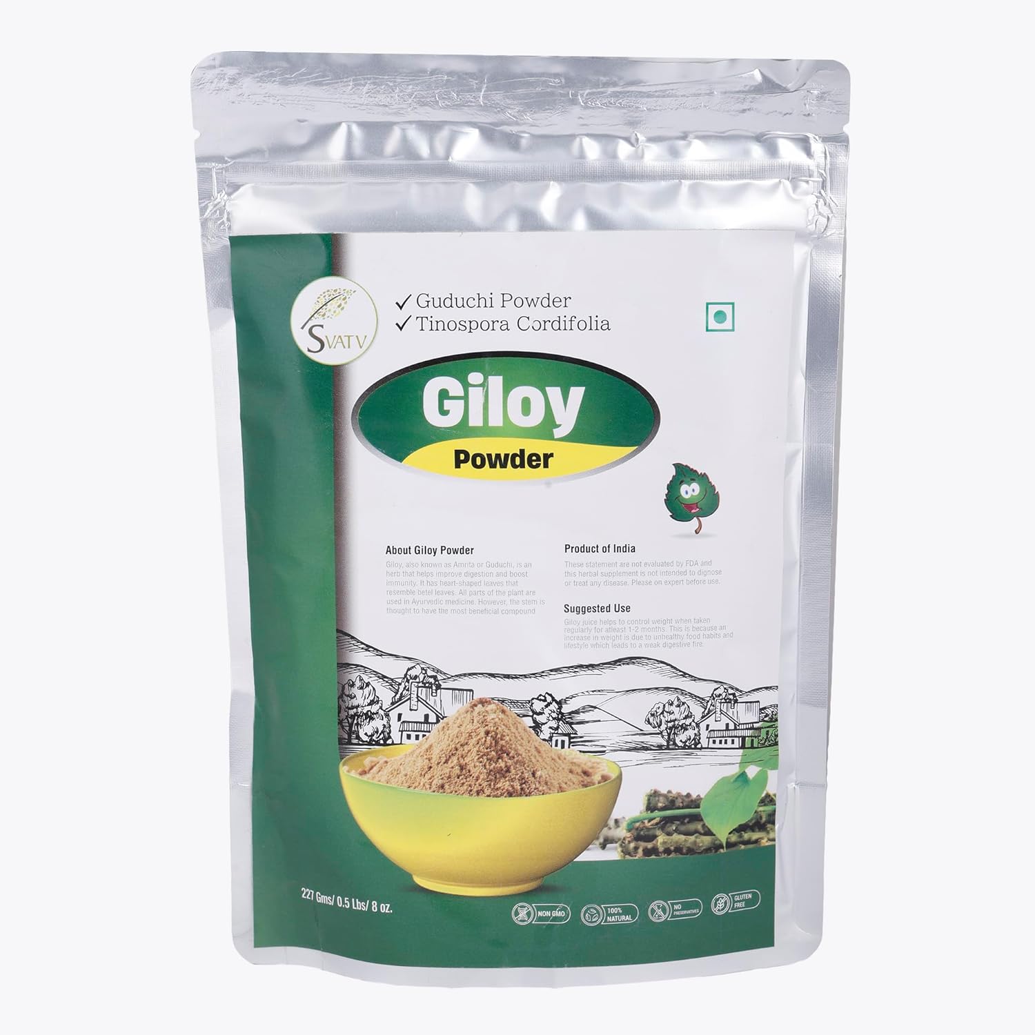 Organic Giloy Powder for Immune Support & Detox - Tinospora cordifolia Stem - 227g, 8oz, 0.5 Lbs