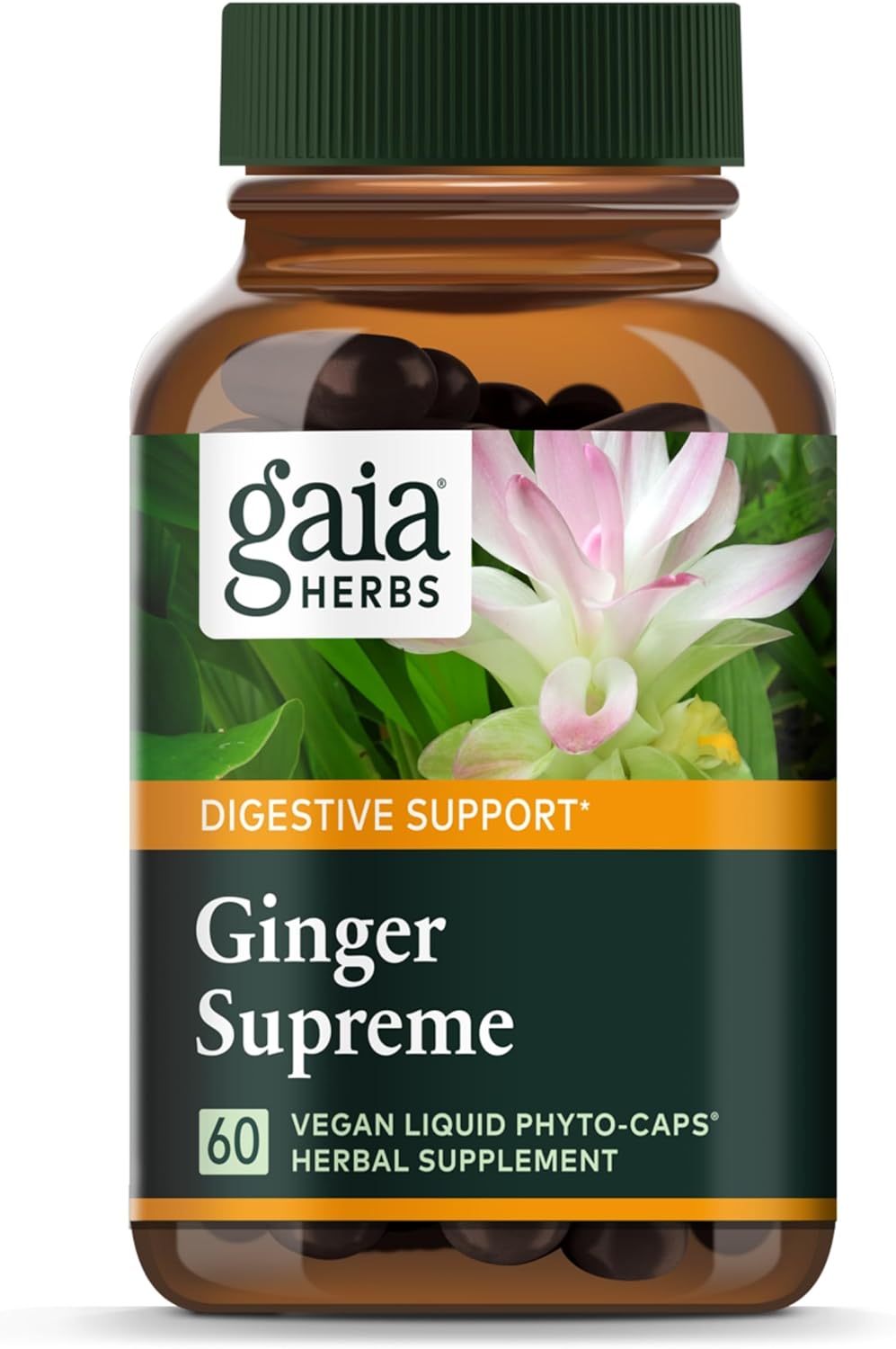 Organic Ginger and Turmeric Root Supplement for Digestive Health - 60 Vegan Liquid Capsules
