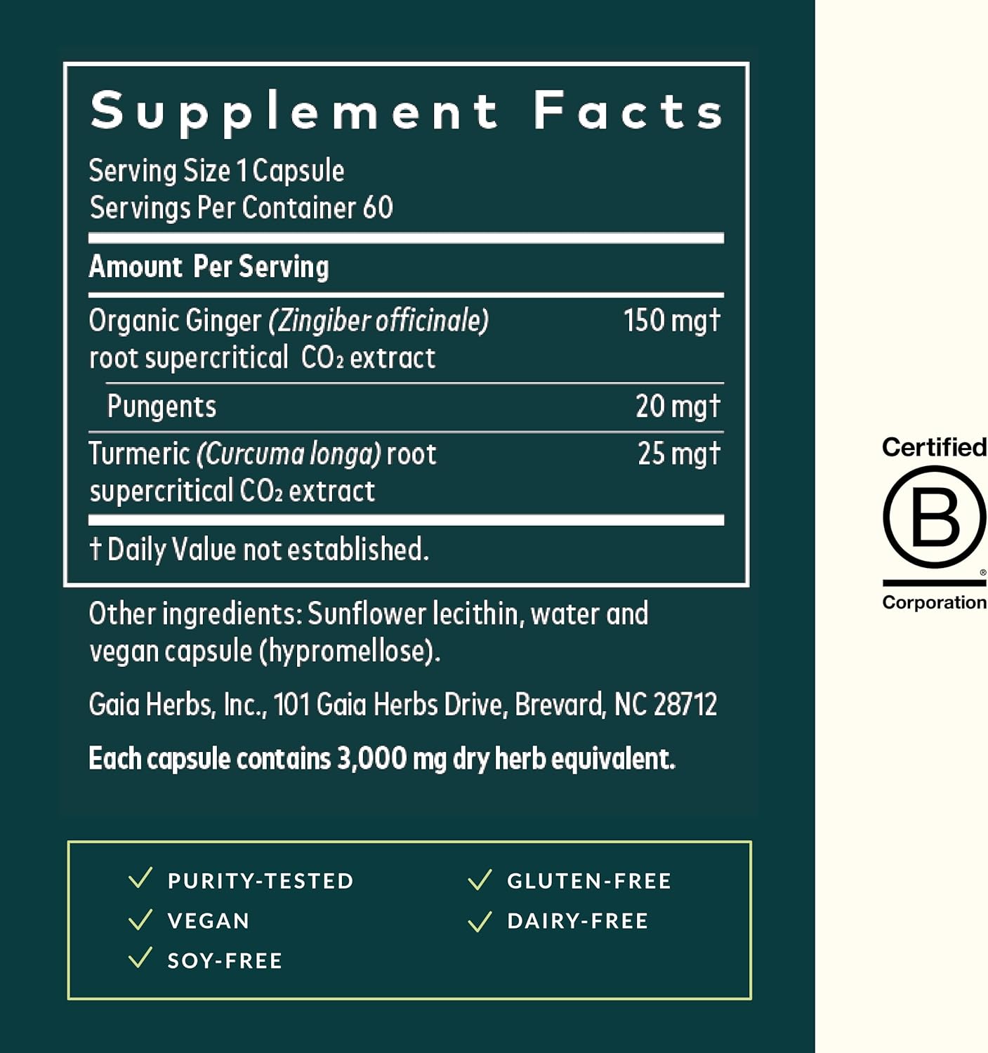 Organic Ginger and Turmeric Root Supplement for Digestive Health - 60 Vegan Liquid Capsules