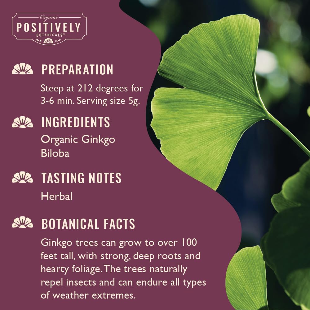 Organic Ginkgo Biloba Loose Leaf Herbal Tea - 4 Ounce - Positively Botanicals Company