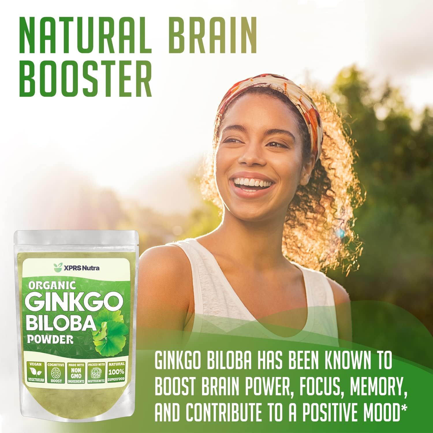 Organic Ginkgo Biloba Powder for Cognition and Immunity - Vegan-Friendly Supplement (8 oz)