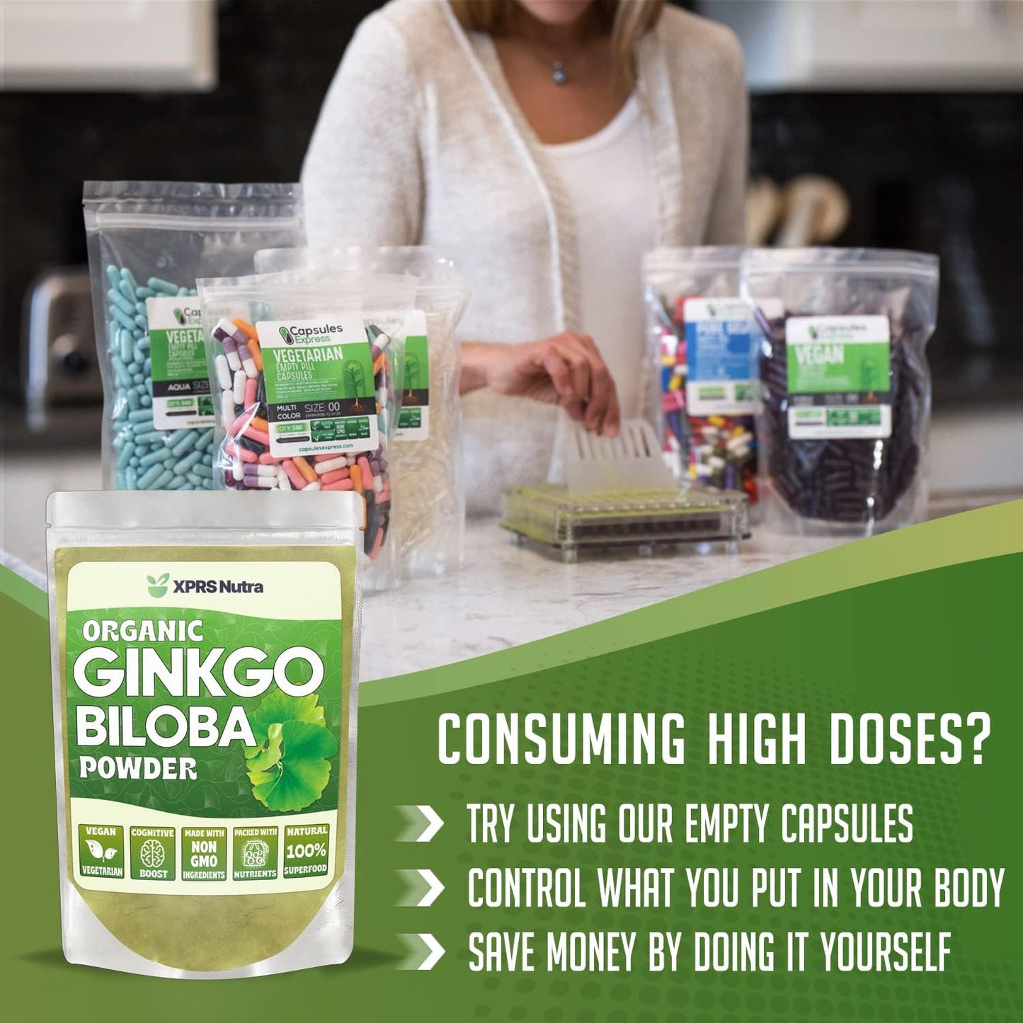 Organic Ginkgo Biloba Powder for Cognition and Immunity - Vegan-Friendly Supplement (8 oz)