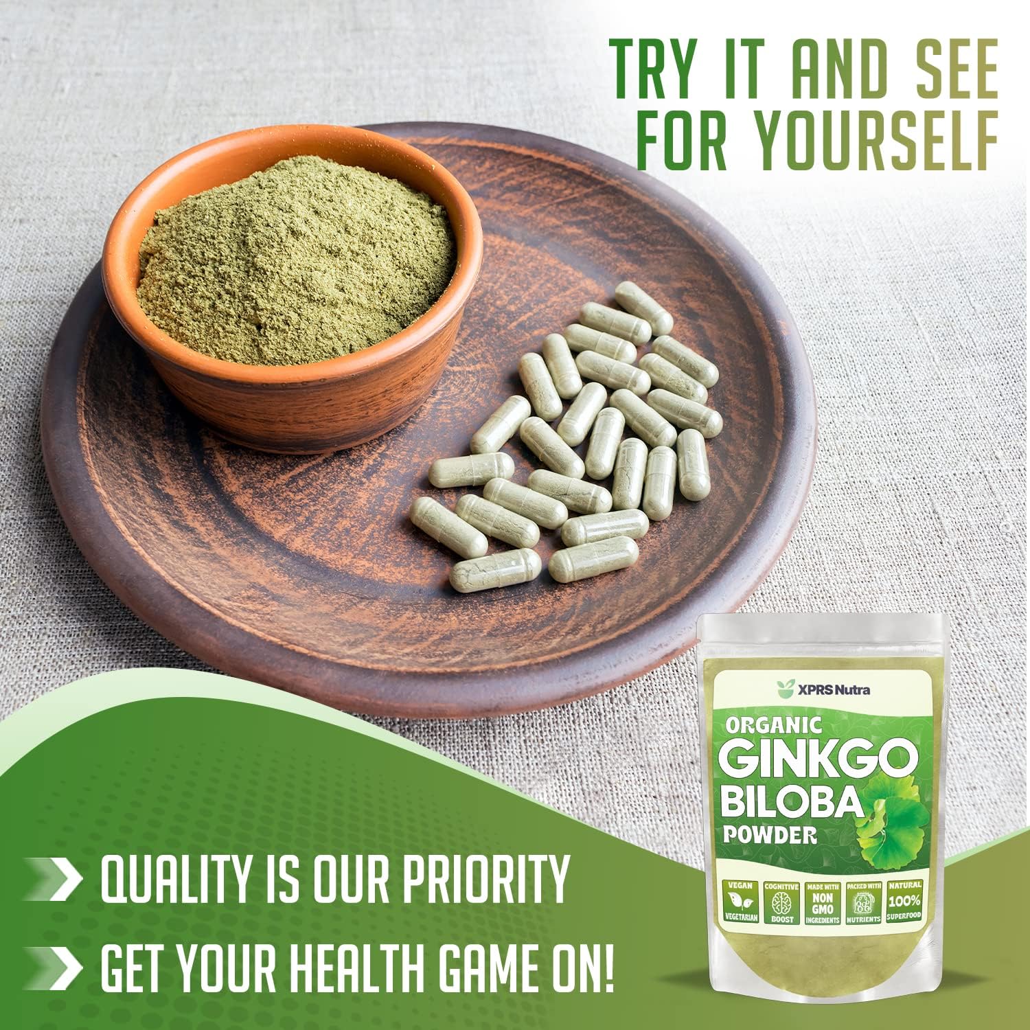 Organic Ginkgo Biloba Powder for Cognitive Support and Immunity - Vegan-Friendly Supplement (4 oz)