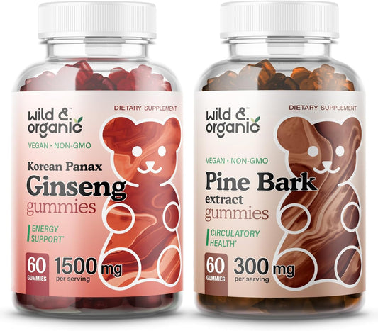 Organic Ginseng and Pine Bark Gummies - Natural Wild Ingredients for Wellness