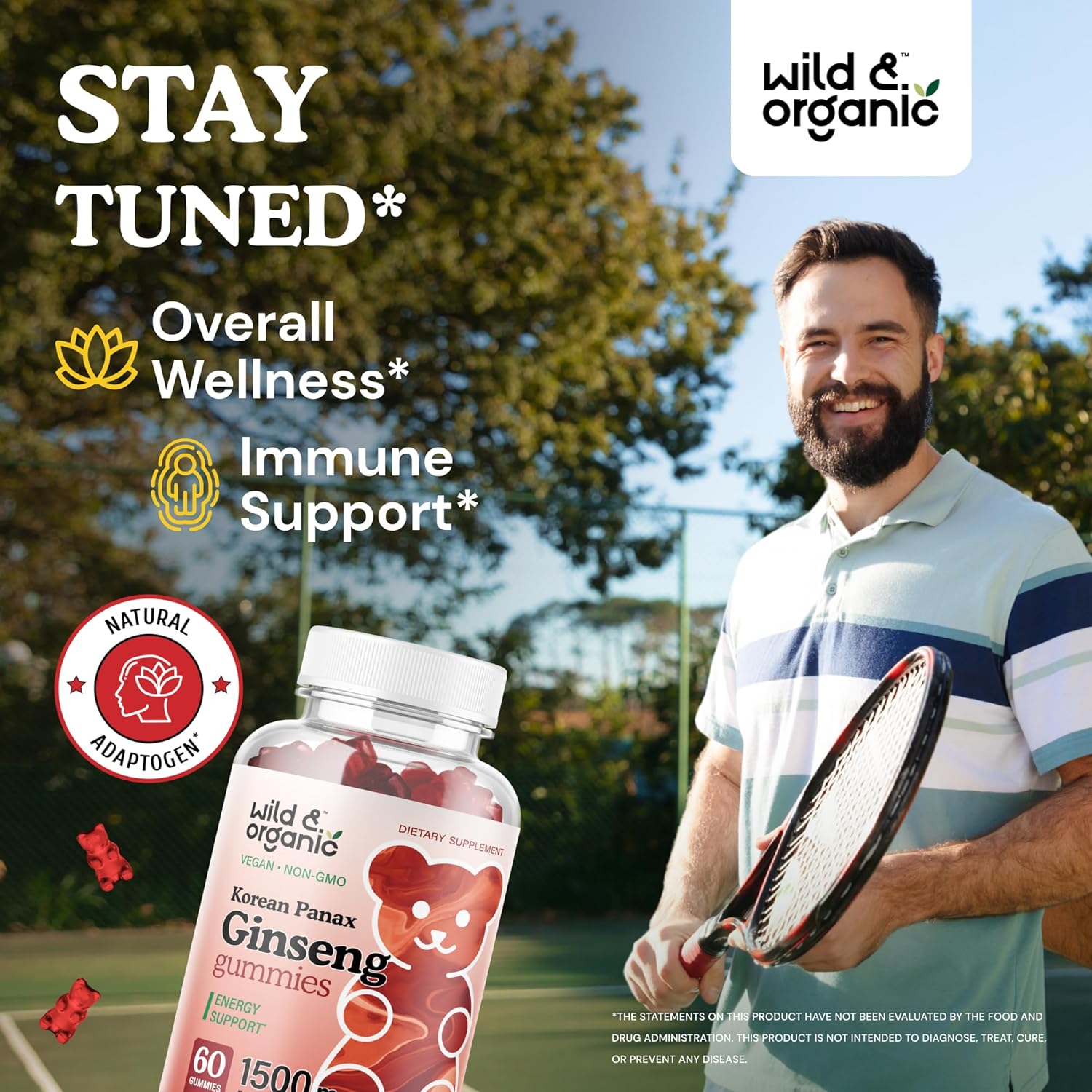 Organic Ginseng and Pine Bark Gummies - Natural Wild Ingredients for Wellness
