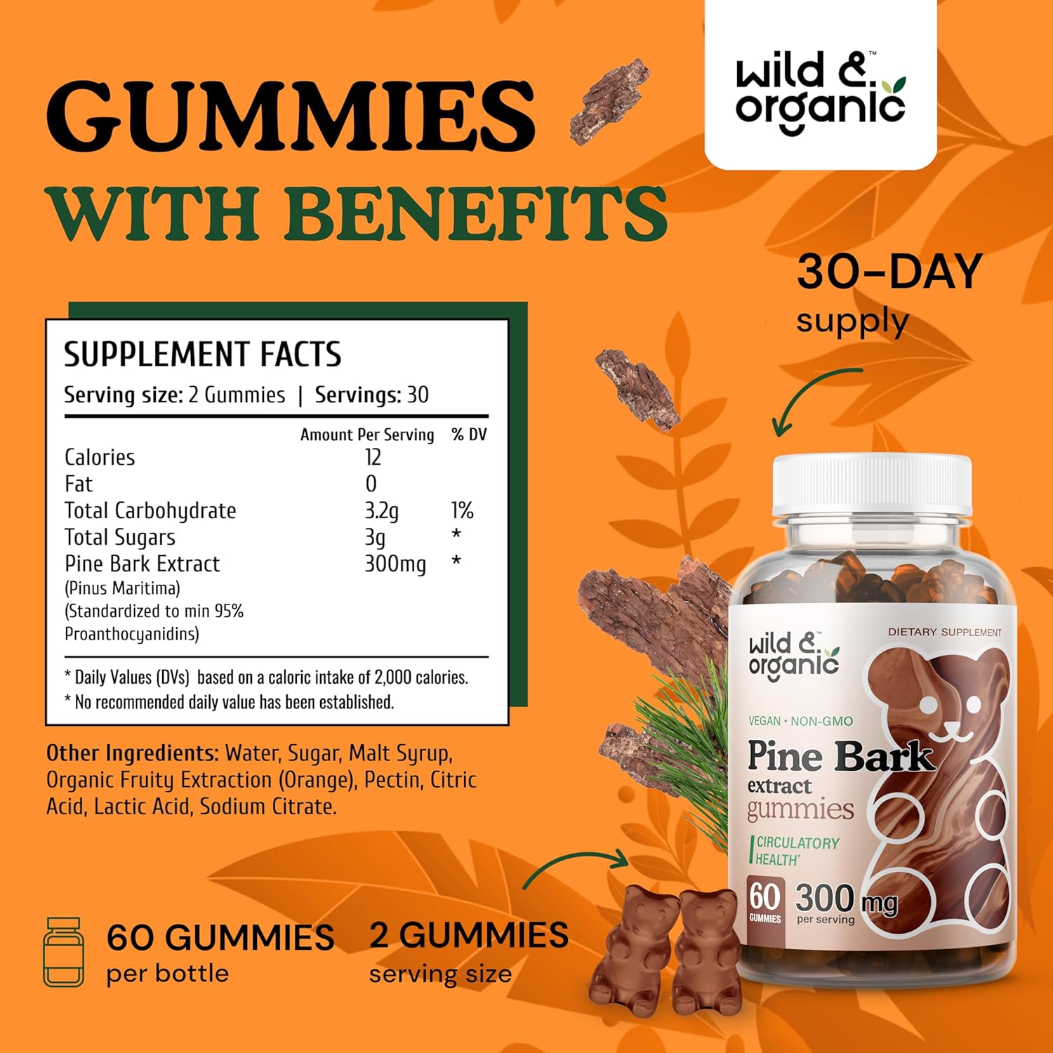 Organic Ginseng and Pine Bark Gummies - Natural Wild Ingredients for Wellness