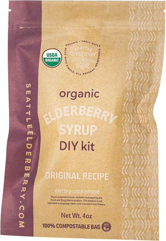 Organic Gluten-Free Herbal Supplement Syrup DIY Kit - Small Batch, Immune-Boosting Formula with Organic Ingredients - Made in USA - 4oz