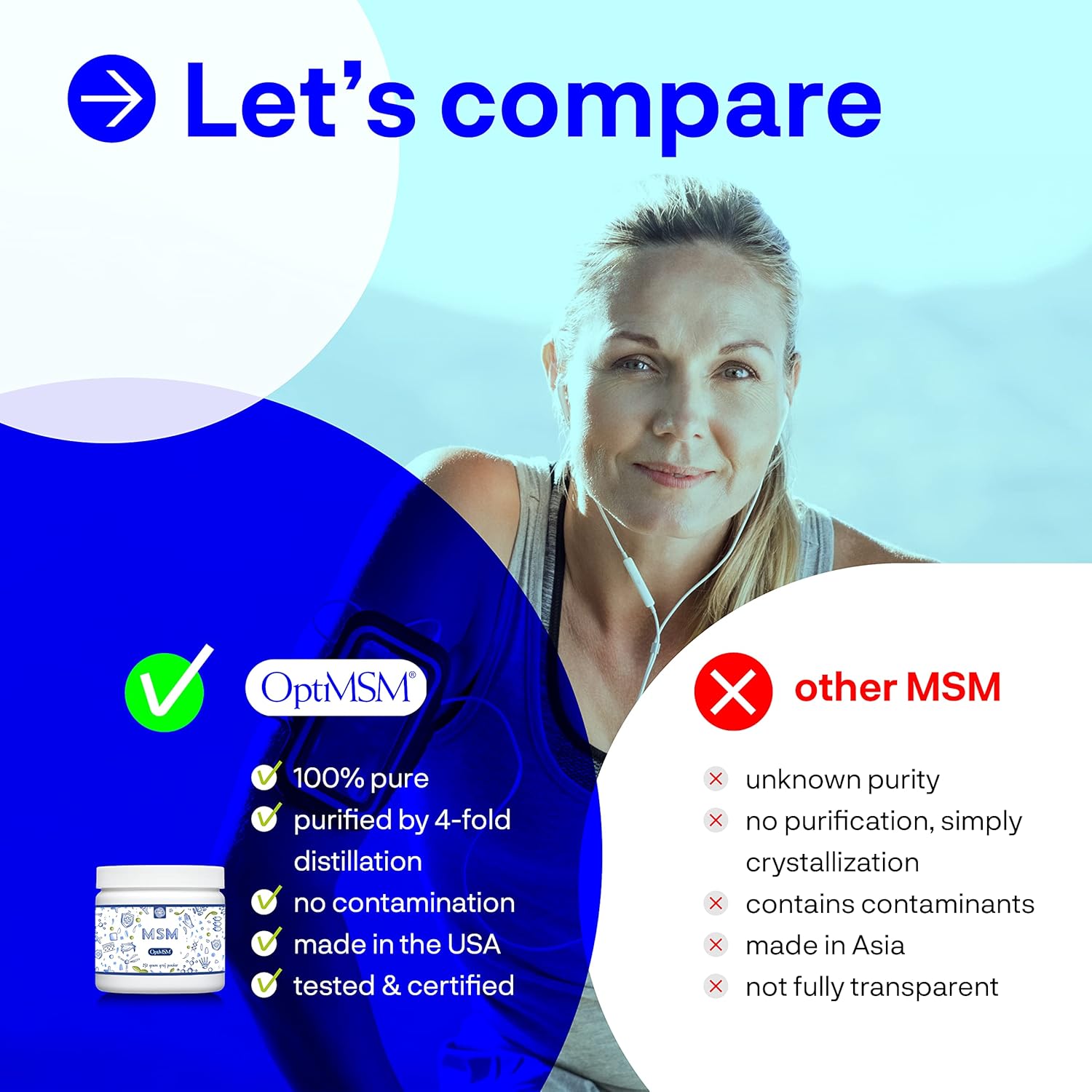 Organic Gluten-Free OptiMSM Sulfur Crystals Powder Supplement for Kids & Adults - Non-GMO Methylsulfonylmethane MSM Powder by Kala Health