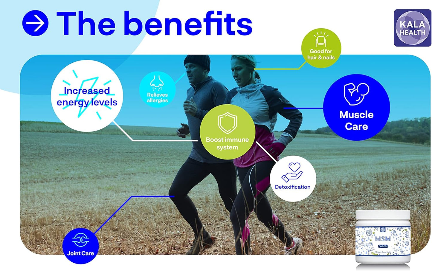 Organic Gluten-Free OptiMSM Sulfur Crystals Powder Supplement for Kids & Adults - Non-GMO Methylsulfonylmethane MSM Powder by Kala Health