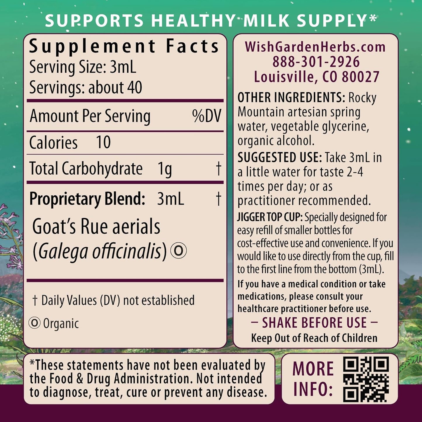 Organic Goat's Rue Lactation Supplement for Increased Breastmilk Supply - Herbal Tincture, Fenugreek-Free, 4oz