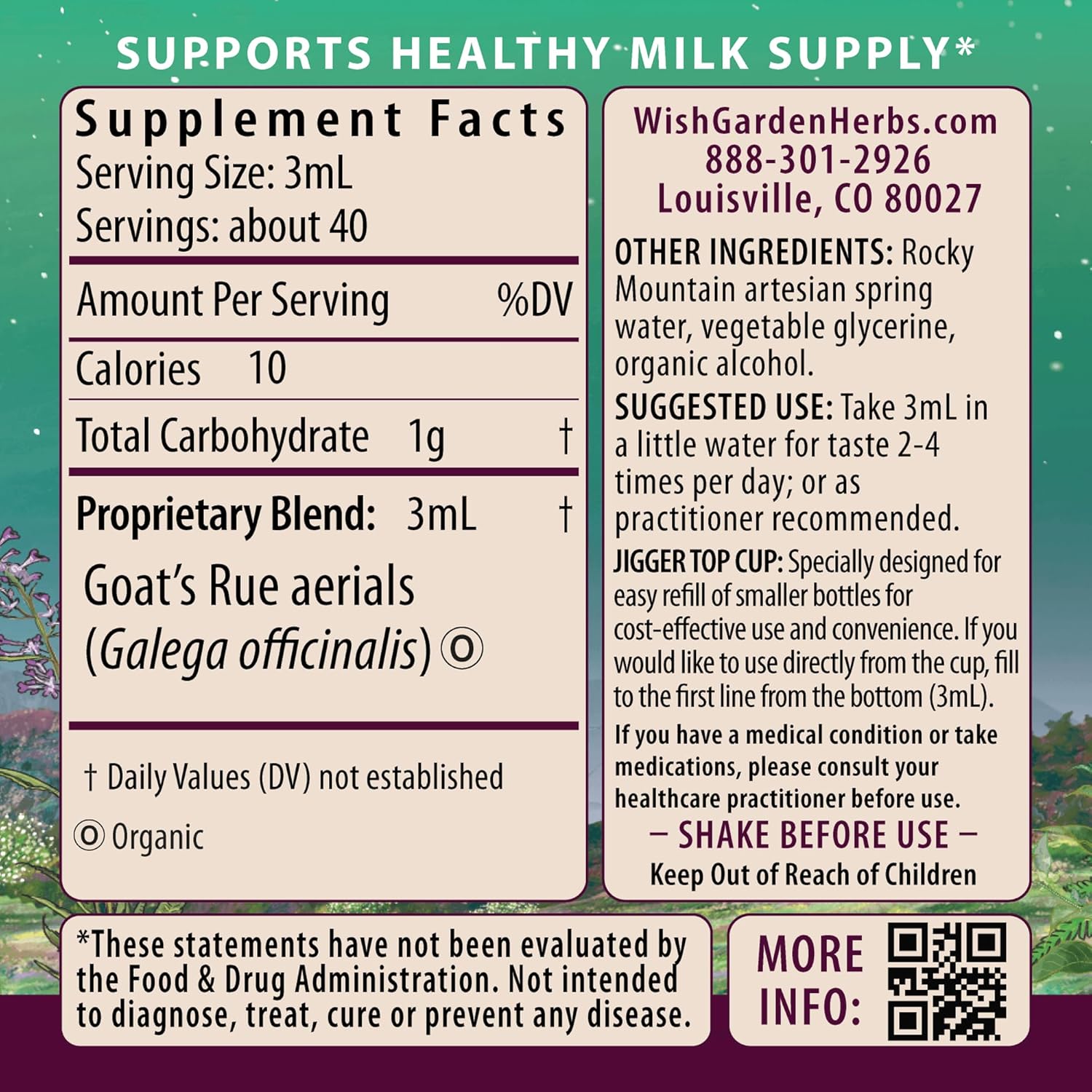 Organic Goat's Rue Lactation Supplement for Increased Breastmilk Supply - Herbal Tincture, Fenugreek-Free, 4oz