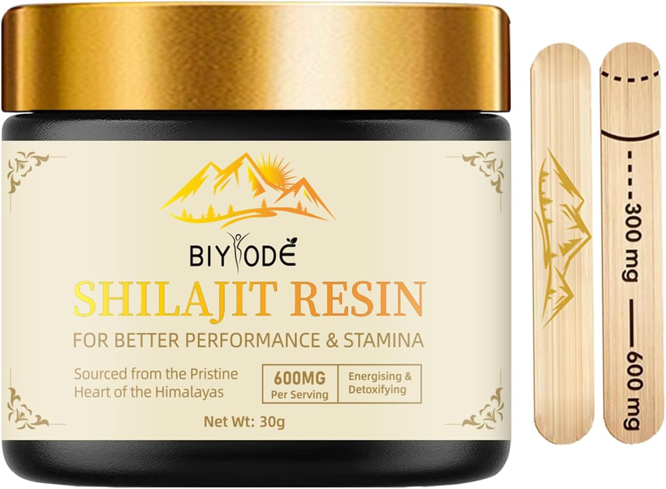 Organic Gold Grade 600mg Shilajit Resin with Fulvic Acid - Energy & Immune Support - 30g Himalayan Shilajit Pure Mineral Complex