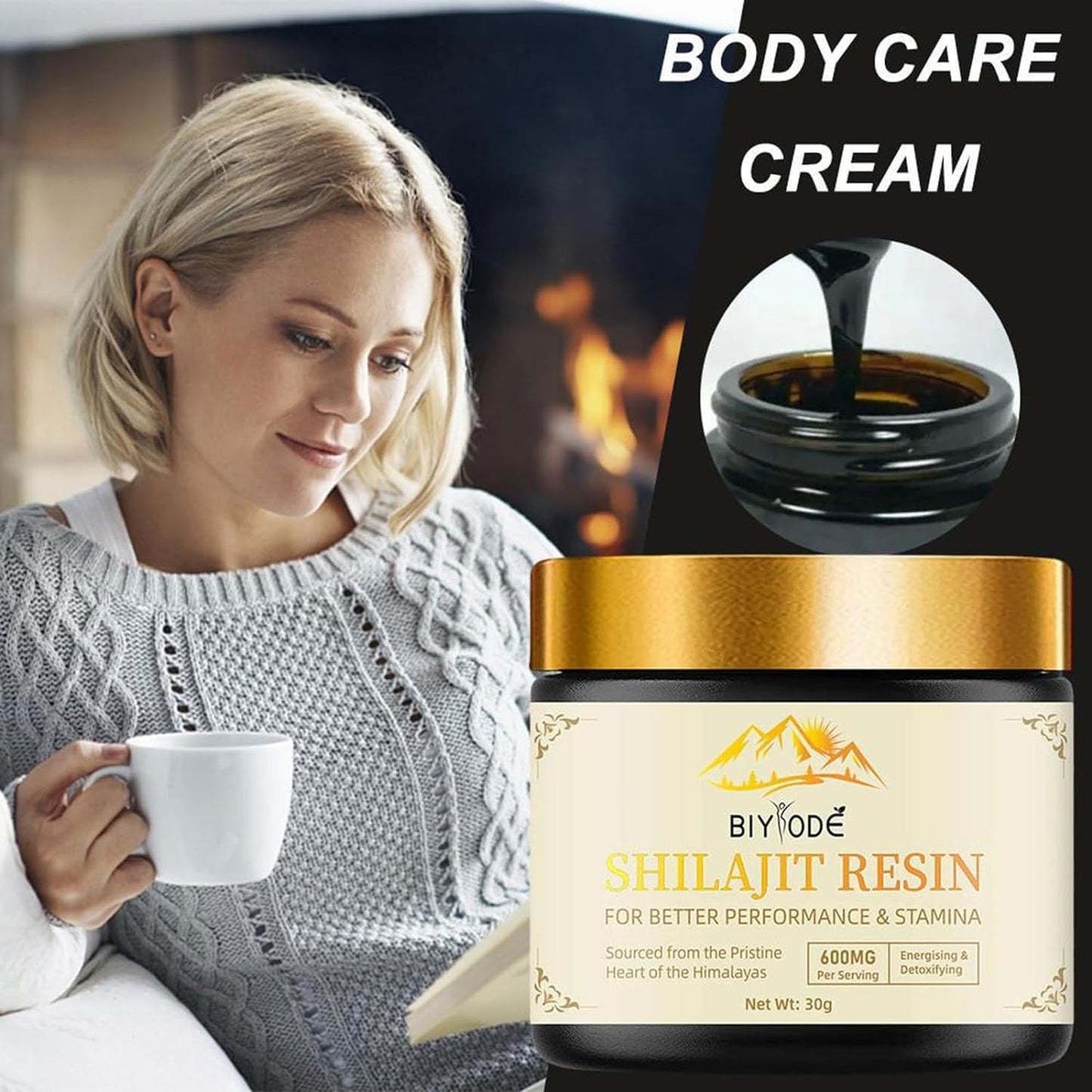 Organic Gold Grade 600mg Shilajit Resin with Fulvic Acid - Energy & Immune Support - 30g Himalayan Shilajit Pure Mineral Complex