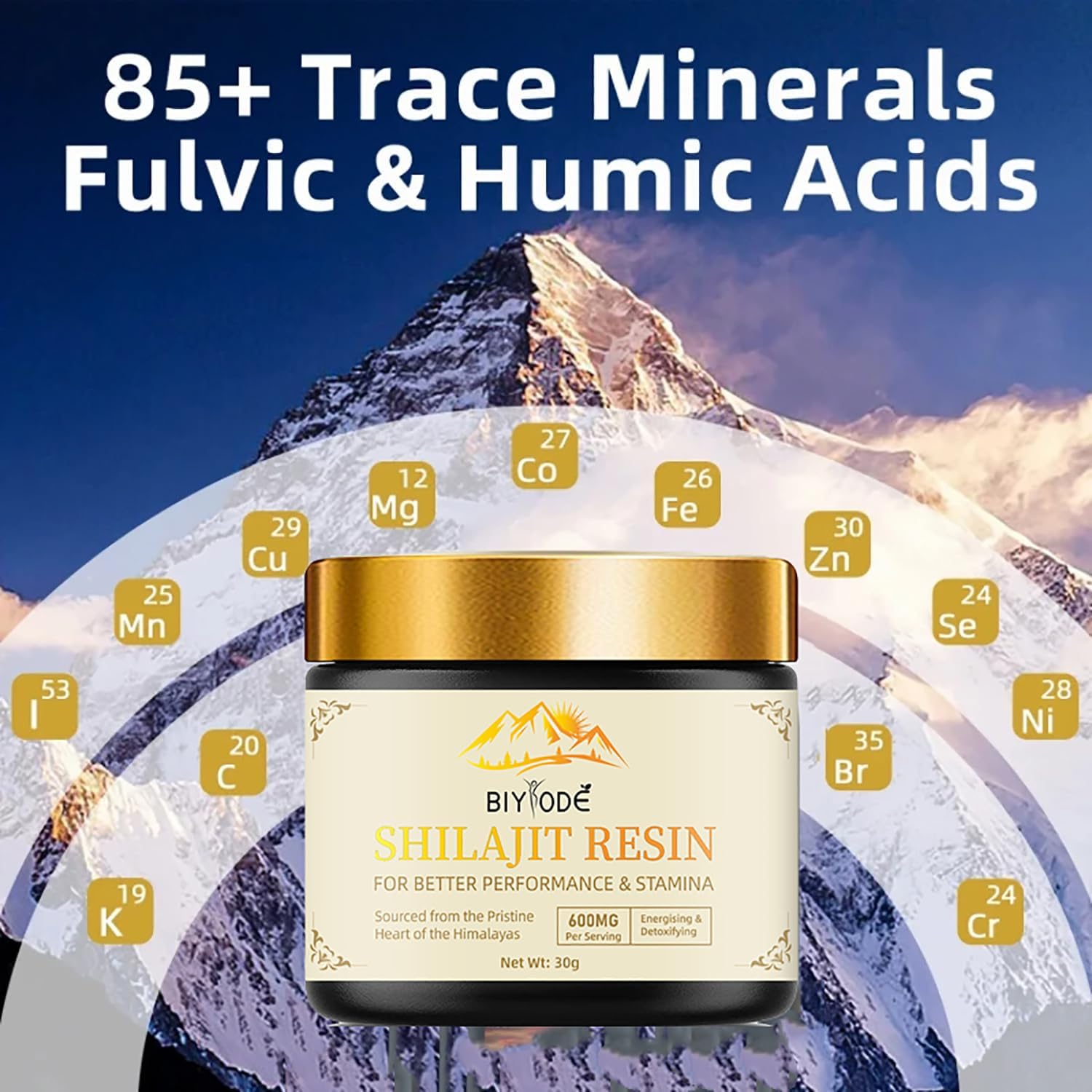 Organic Gold Grade 600mg Shilajit Resin with Fulvic Acid - Energy & Immune Support - 30g Himalayan Shilajit Pure Mineral Complex