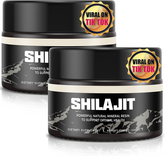 Organic Gold Grade Himalayan Shilajit Resin Supplement - Pure 100% Shilajit with 85+ Trace Minerals for Energy & Immunity - 2 Pack of 30g