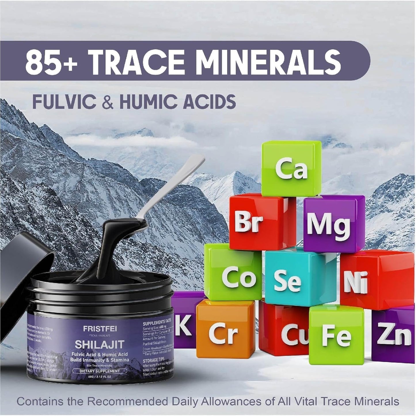 Organic Gold Grade Himalayan Shilajit Resin with 85+ Trace Minerals for Men & Women - 60g