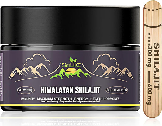 Organic Gold Grade Shilajit Resin with Ayurvedic Herbs - High Potency Energy & Immunity Booster, 30g
