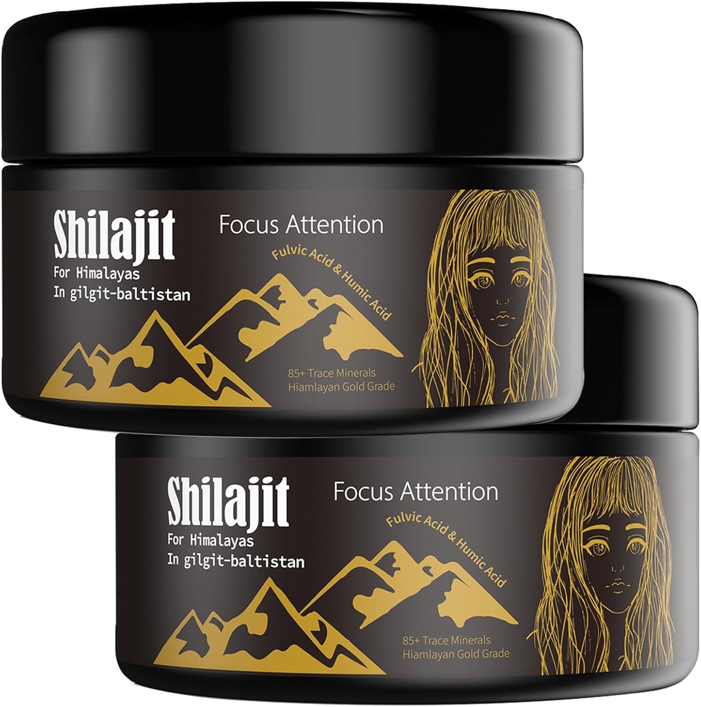 Organic Gold Grade Shilajit Resin with Fulvic Acid for Energy and Immunity - 2 Pack, Men and Women, Pure Himalayan Resin with 85+ Trace Minerals